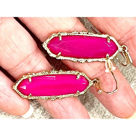Kendra Scott "Mystic Bazaar" Pink Agate Francie Earring Gold Tone Setting RARE - Picture 6 of 7